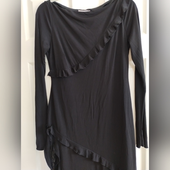 Daska Chic Black Ruffle Long Sleeve Dress 4 - Picture 11 of 13